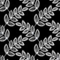 Lace seamless pattern with decortive leaves and pearls