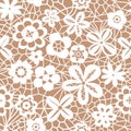 Lace seamless pattern with flowers