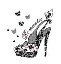 Lace shoes illustration, t-shirt print