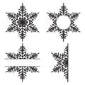 Lace snowflake monogram seet isolated on white background. Boho festive ornament template. Stencil for scrapbooking, for greeting