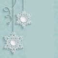 Lace snowflake pendants on neutral background Royalty Free Stock Photo