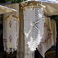 Lace table cloth in the souvenir shop Royalty Free Stock Photo