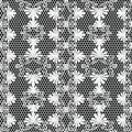 Lace textured black and white elegance floral vector seamless pattern. Ornamental grid lattice greek style background. Repeat Royalty Free Stock Photo