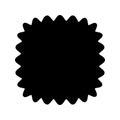 Laced squircle or square with rounded borders shape. Simple geometric frilly form isolated on white background. Blank