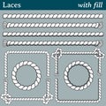 Laces, vector brushes with fill Royalty Free Stock Photo