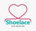 Laces Sneaker Shop logo or emblem. Shoelace vector isolated sign.