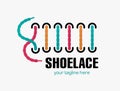 Laces Sneaker Shop logo or emblem. Shoelace vector isolated sign