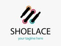 Laces Sneaker Shop logo or emblem. Shoelace vector isolated sign