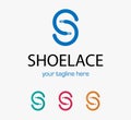 Laces Sneaker Shop logo or emblem. Shoelace vector isolated sign