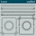 Laces, vector brushes unfilled Royalty Free Stock Photo