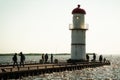 Lachine waterfront park with a quay and Lighthouse