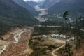 Lachung river flowing through Yumthang Valley or Sikkim Valley of Flowers sanctuary, Himalayan mountains at North Sikkim, India. Royalty Free Stock Photo