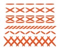 Lacing techniques graphic guide. Various shoe lacing methods illustrated. Red shoelaces