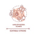 Lack of access to info red concept icon