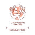 Lack of adequate education red concept icon