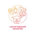 Lack of adequate education red gradient concept icon