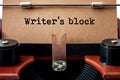 Lack of creative inspiration, writer`s block and feeling uninspired concept with close up on an old typewriter and the text - Royalty Free Stock Photo