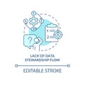 Lack of data stewardship flow turquoise concept icon