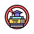 lack of education social problem color icon vector illustration