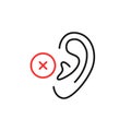 lack of hearing or deafness linear icon