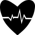 Lack Heart pulse on the white background. Heartbeat lone, cardiogram. Beautiful healthcare, medical. Modern simple design. Icon. s