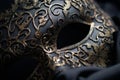 Lack satin mask, capturing the intricate details and textures. Generative AI