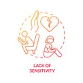 Lack of sensitivity red gradient concept icon