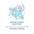 Lack of social safety net blue concept icon