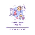 Lack of social safety net concept icon