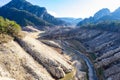 Lack water La Llosa Del Cavall Reservoir. The swamp is at very low water levels due to lack of rain. Desertification, climate Royalty Free Stock Photo