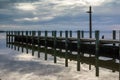 Boardwalk into the Roanoke Sound in Manteo, Outer Banks, North Carolina Royalty Free Stock Photo