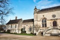 Lacock, England - March 01 2020: Exterior shot of the main entrance of Lacock Abbey