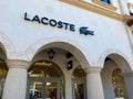 A Lacoste clothing retail store at an outdoor mall