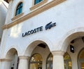 A Lacoste clothing retail store at an outdoor mall