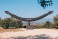 Lacoste, Vaucluse, Provence-Alpes-Cote d`Azur, France, September 25, 2018: Monument with arms outstretched in the castle Lacoste