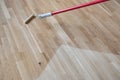 Lacquering Varnishing Parquet Floor Royalty Free Stock Photo