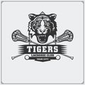 Lacrosse club emblem with tiger head.