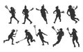 Lacrosse female player silhouette, Women\'s lacrosse silhouette, Lacrosse silhouette girl, Lacrosse silhouette Royalty Free Stock Photo