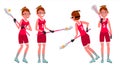 Lacrosse Female Player Vector. High School Or Colleges Girl. Team Members. Professional Athlete. Sport Competitions