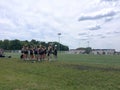 Lacrosse field with players Royalty Free Stock Photo