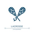 Lacrosse icon. Linear vector illustration from sport equipment collection. Outline lacrosse icon vector. Thin line symbol for use