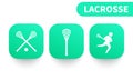 Lacrosse icons on green shapes