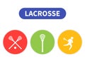 Lacrosse icons, player in game, sticks vector