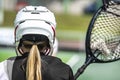 Lacrosse Themed Photo, American Sports, Female team. Royalty Free Stock Photo