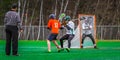 Lacrosse sport players in the field