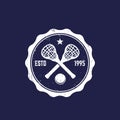 Lacrosse vintage badge, retro emblem with sticks