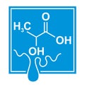 Lactic Acid icon with formula and milk drops