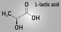 Lactic acid or L-lactic acid milk sugar molecule. Skeletal formula. Royalty Free Stock Photo
