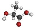 Lactic acid (L-lactic acid) milk sugar molecule. Building block of polylactic acid (PLA) bioplastic. Found in milk. Atoms are