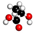 Lactic acid L-lactic acid milk sugar molecule. Building block of polylactic acid PLA bioplastic. Found in milk. 3D rendering.. Royalty Free Stock Photo